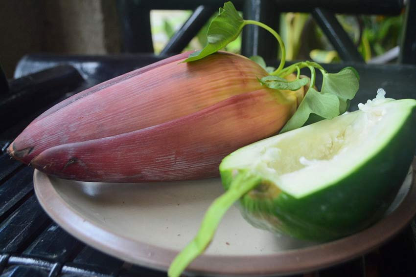 азиасткие овощи, Asian vegetables, цветок банана