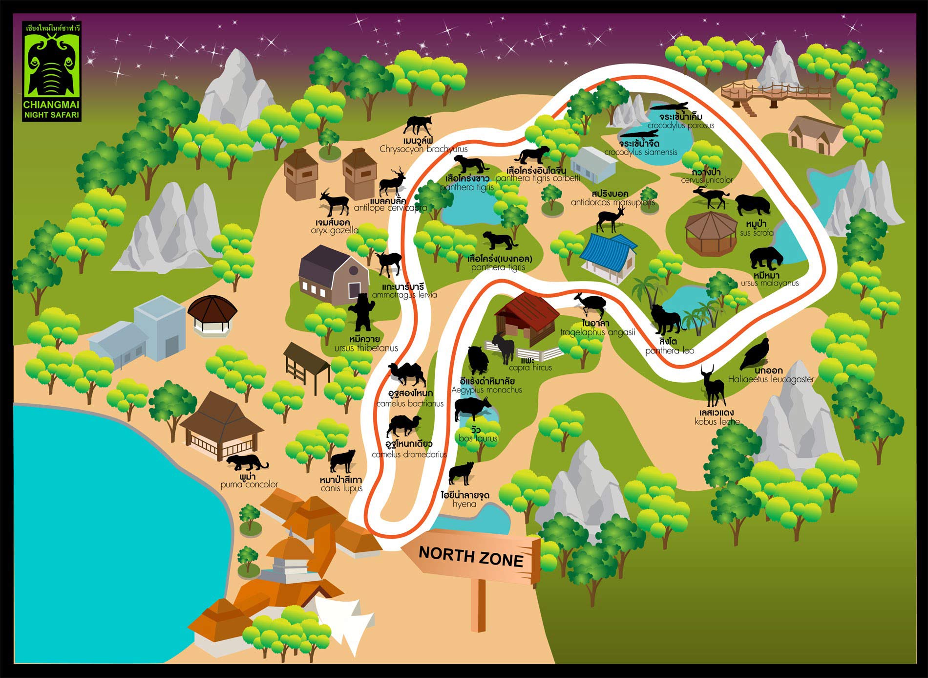карта парка Чиангмай Найт сафари